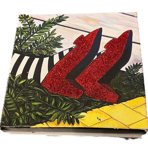DOROTHY’S RUBY SLIPPERS WIZARD OF OZ SIGNED EMBELLISHED GICLEE ON CANVAS 6”x6” - Picture 2 of 15